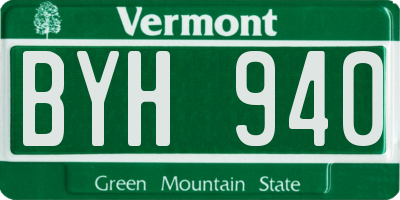 VT license plate BYH940