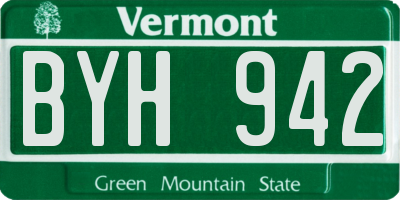 VT license plate BYH942