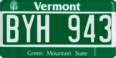 VT license plate BYH943