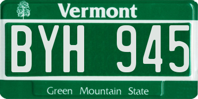 VT license plate BYH945