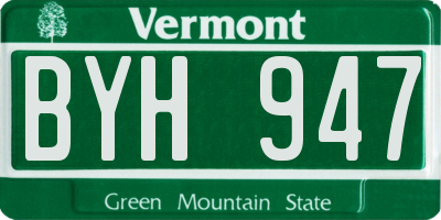 VT license plate BYH947