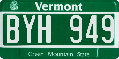 VT license plate BYH949