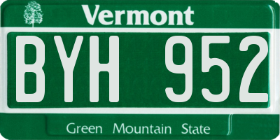 VT license plate BYH952