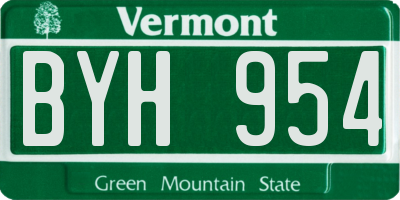 VT license plate BYH954