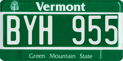 VT license plate BYH955