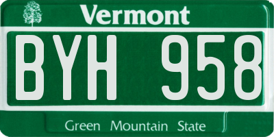 VT license plate BYH958