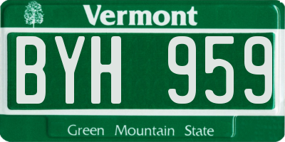 VT license plate BYH959