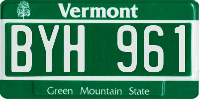 VT license plate BYH961