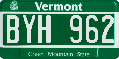 VT license plate BYH962