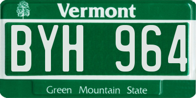 VT license plate BYH964