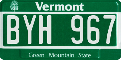 VT license plate BYH967