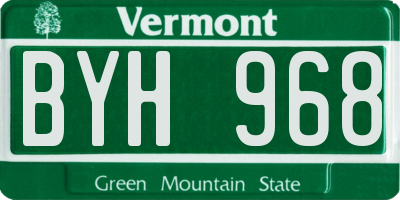VT license plate BYH968