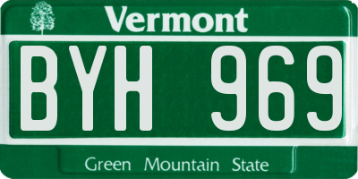 VT license plate BYH969