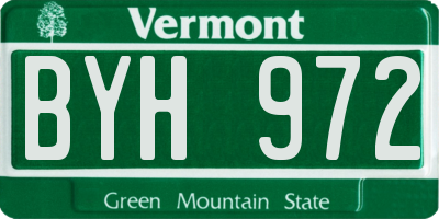 VT license plate BYH972