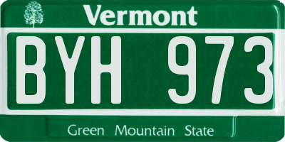 VT license plate BYH973