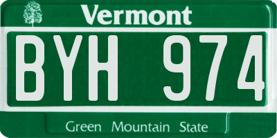 VT license plate BYH974