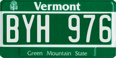 VT license plate BYH976