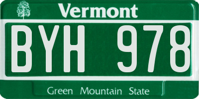 VT license plate BYH978