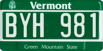 VT license plate BYH981