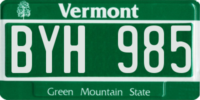 VT license plate BYH985