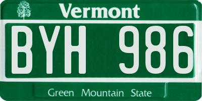 VT license plate BYH986
