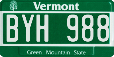 VT license plate BYH988