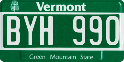 VT license plate BYH990