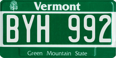 VT license plate BYH992