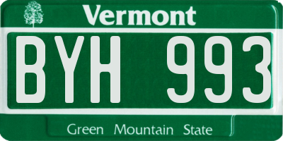 VT license plate BYH993