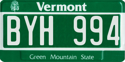 VT license plate BYH994