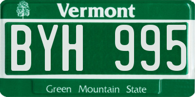 VT license plate BYH995