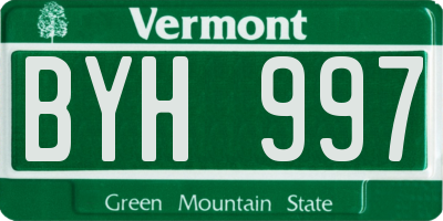VT license plate BYH997