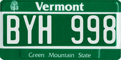 VT license plate BYH998