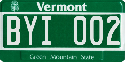 VT license plate BYI002