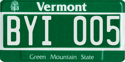 VT license plate BYI005