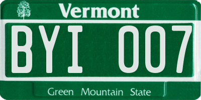 VT license plate BYI007