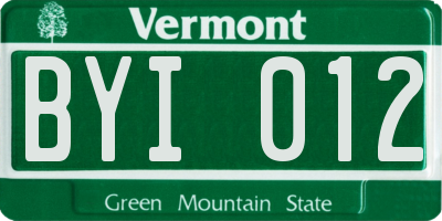 VT license plate BYI012
