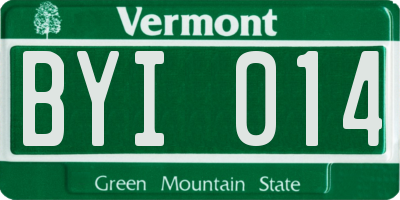 VT license plate BYI014
