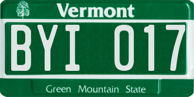 VT license plate BYI017