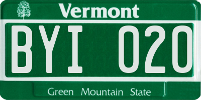 VT license plate BYI020