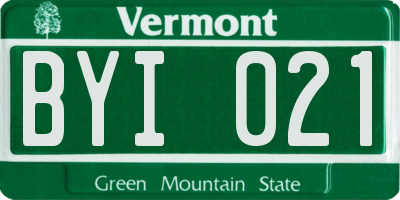 VT license plate BYI021