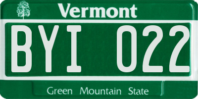 VT license plate BYI022