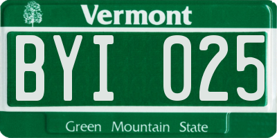 VT license plate BYI025