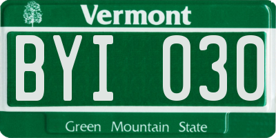 VT license plate BYI030