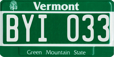 VT license plate BYI033