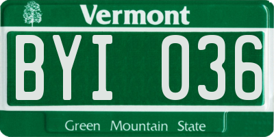 VT license plate BYI036