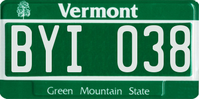 VT license plate BYI038