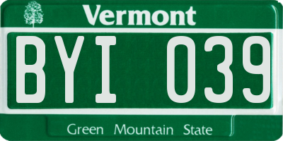 VT license plate BYI039