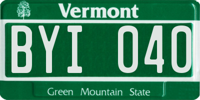 VT license plate BYI040