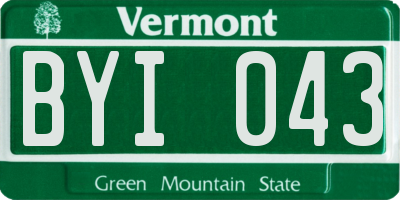 VT license plate BYI043